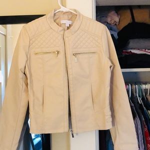 NY & Co Cream Leather Jacket